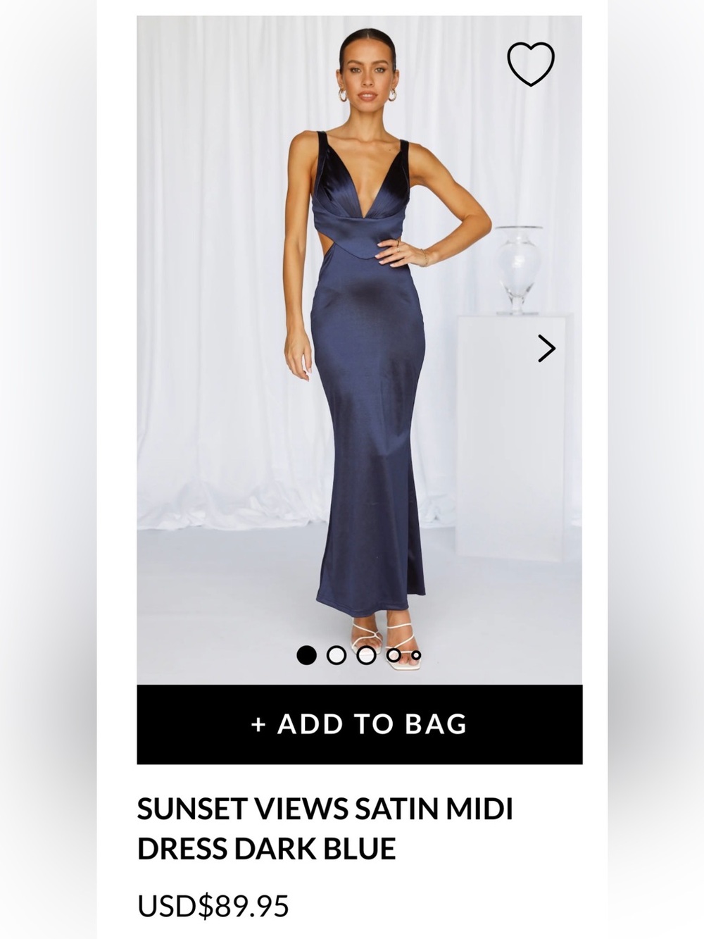 NWT Hello Molly Sunset View Navy Satin Dress - Picture 2 of 6